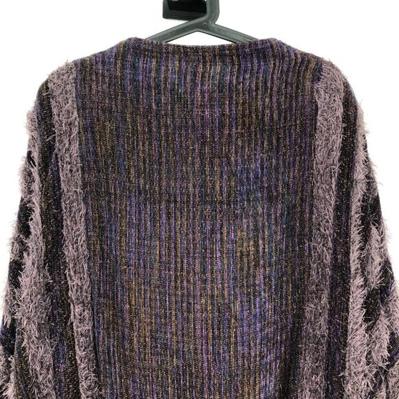 Zonda Nellis Purple Multicolored thread woven eyelash zipup Sweater / jacket M - Picture 6 of 15